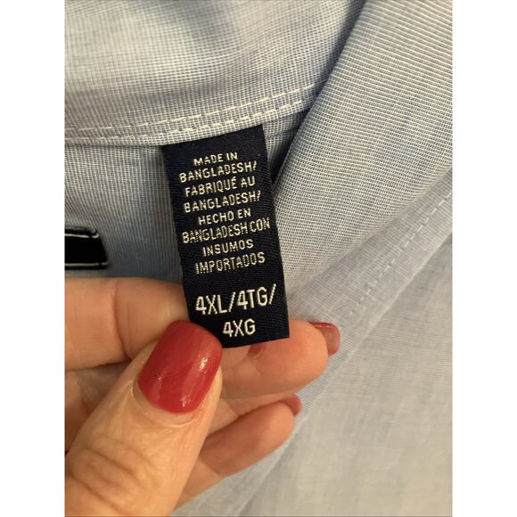 Izod Button Down Shirt Men 4XL Big Blue Premium Essentials Long Sleeve Collared - Picture 4 of 12